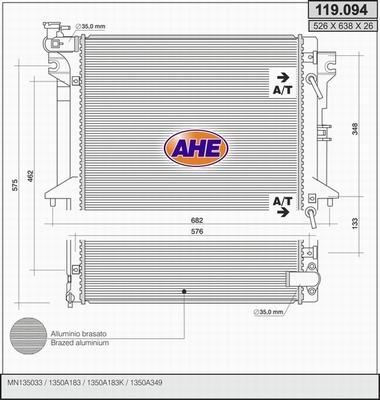 AHE 119.094 - Radiator, engine cooling autospares.lv