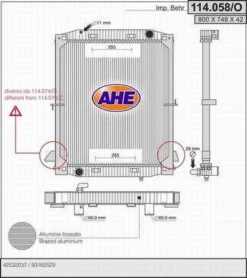AHE 114.058/O - Radiator, engine cooling autospares.lv