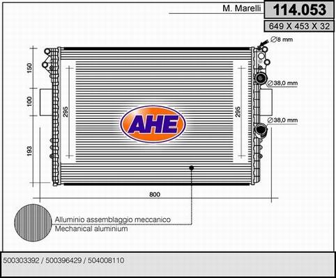 AHE 114.053 - Radiator, engine cooling autospares.lv