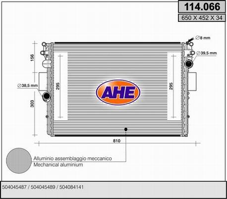 AHE 114.066 - Radiator, engine cooling autospares.lv