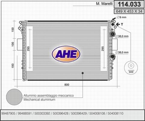 AHE 114.033 - Radiator, engine cooling autospares.lv