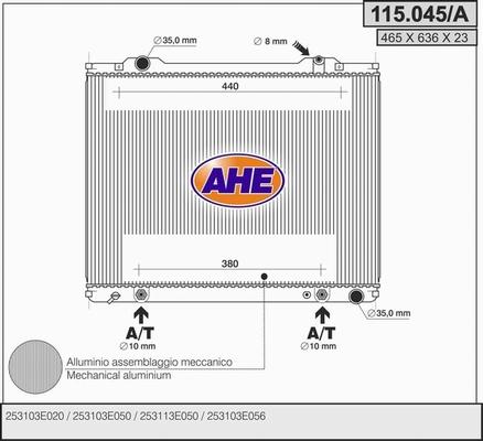 AHE 115.045/A - Radiator, engine cooling autospares.lv