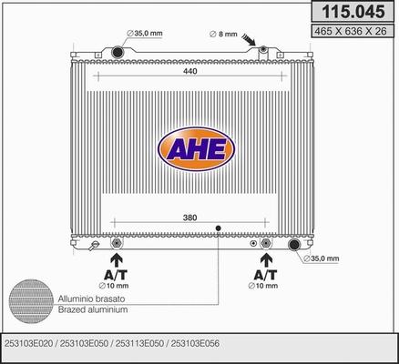 AHE 115.045 - Radiator, engine cooling autospares.lv