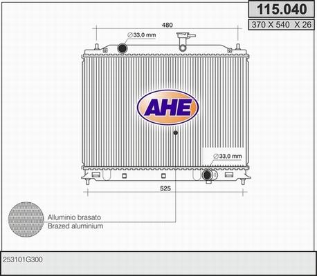 AHE 115.040 - Radiator, engine cooling autospares.lv