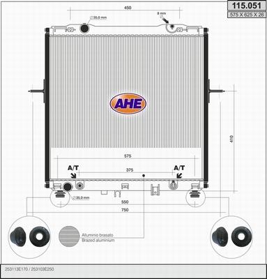 AHE 115.051 - Radiator, engine cooling autospares.lv