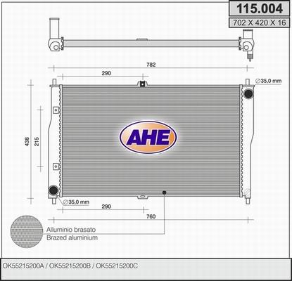 AHE 115.004 - Radiator, engine cooling autospares.lv