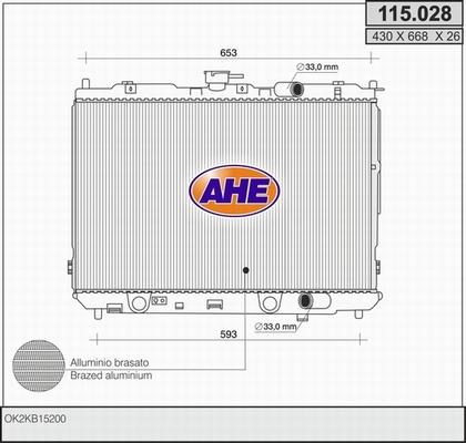 AHE 115.028 - Radiator, engine cooling autospares.lv