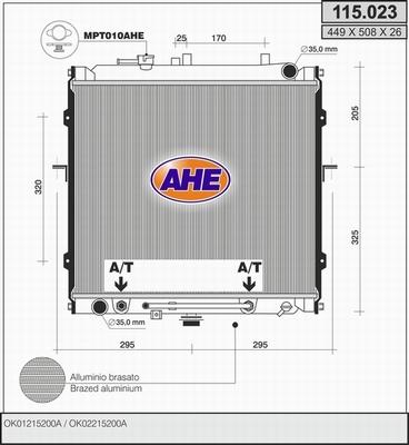 AHE 115.023 - Radiator, engine cooling autospares.lv