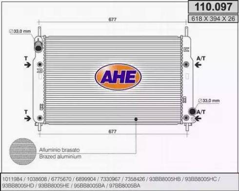 AHE 110.097 - Radiator, engine cooling autospares.lv