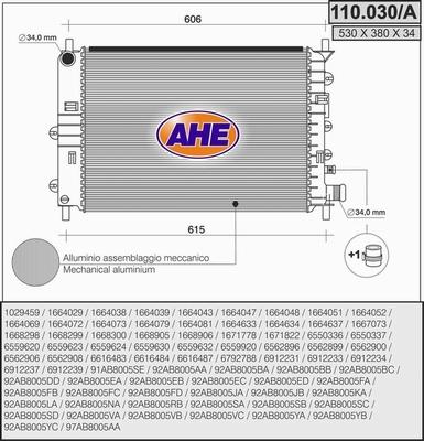 AHE 110.030/A - Radiator, engine cooling autospares.lv