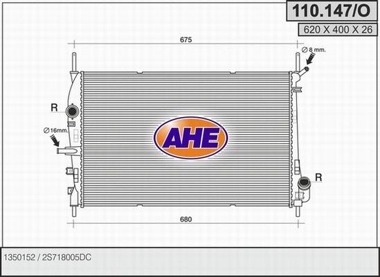 AHE 110.147/O - Radiator, engine cooling autospares.lv