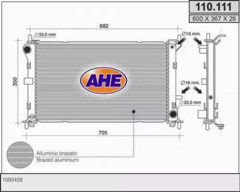 AHE 110.111 - Radiator, engine cooling autospares.lv