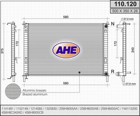 AHE 110.120 - Radiator, engine cooling autospares.lv