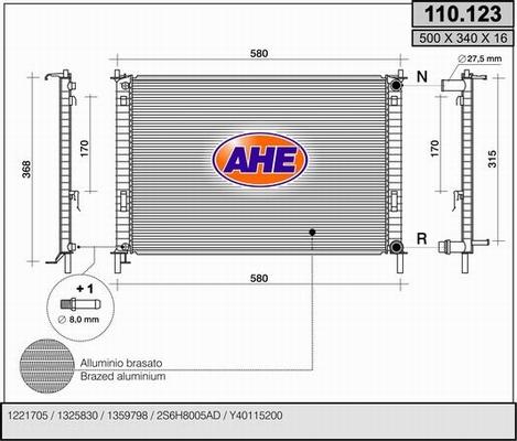 AHE 110.123 - Radiator, engine cooling autospares.lv