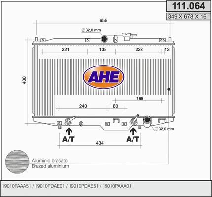 AHE 111.064 - Radiator, engine cooling autospares.lv