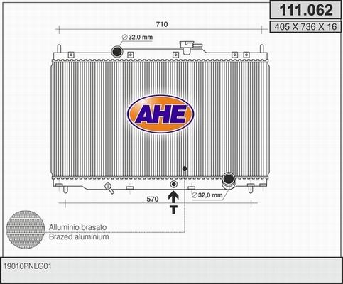 AHE 111.062 - Radiator, engine cooling autospares.lv