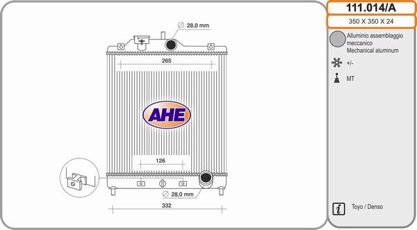AHE 111.014/A - Radiator, engine cooling autospares.lv