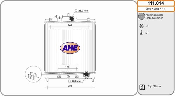 AHE 111.014 - Radiator, engine cooling autospares.lv