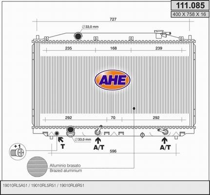 AHE 111.085 - Radiator, engine cooling autospares.lv