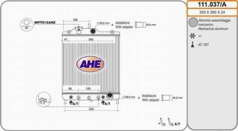 AHE 111.037/A - Radiator, engine cooling autospares.lv