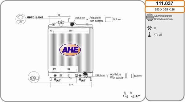 AHE 111.037 - Radiator, engine cooling autospares.lv