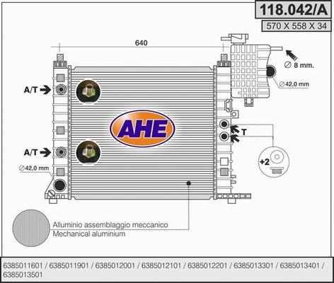 AHE 118.042/A - Radiator, engine cooling autospares.lv