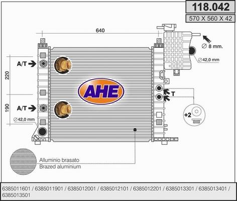 AHE 118.042 - Radiator, engine cooling autospares.lv