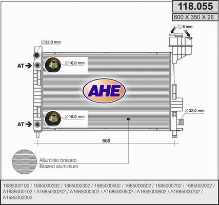 AHE 118.055 - Radiator, engine cooling autospares.lv