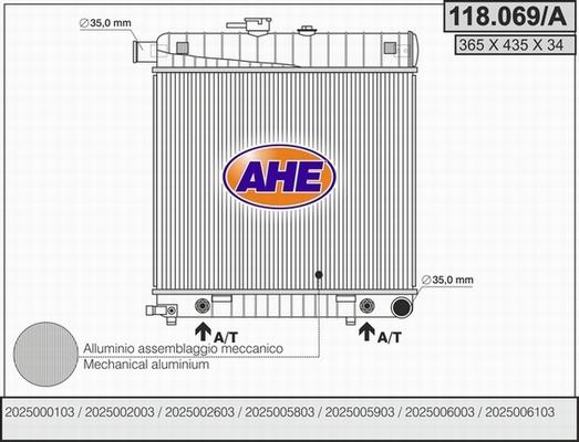 AHE 118.069/A - Radiator, engine cooling autospares.lv