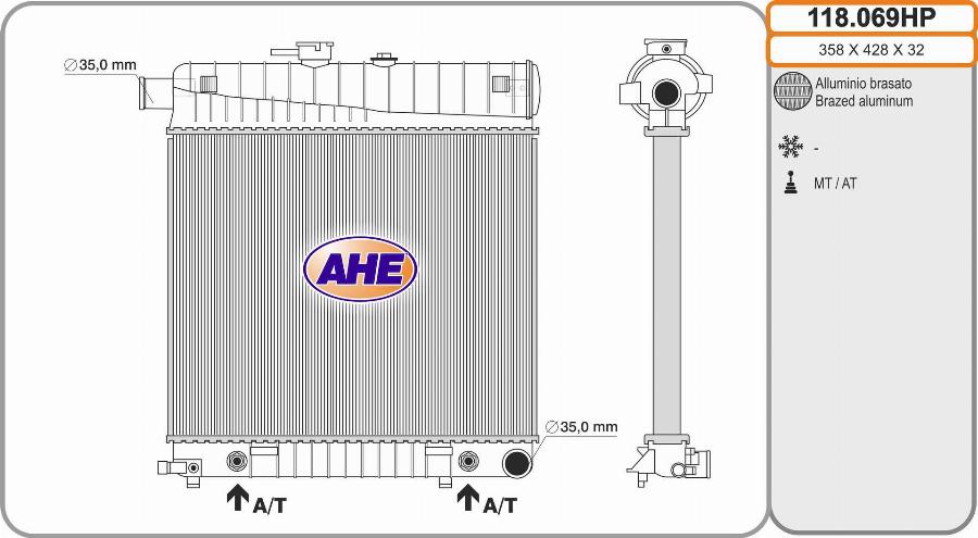 AHE 118.069HP - Radiator, engine cooling autospares.lv