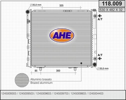 AHE 118.009 - Radiator, engine cooling autospares.lv