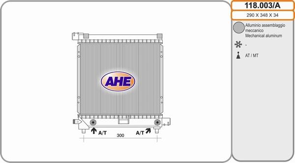 AHE 118.003/A - Radiator, engine cooling autospares.lv