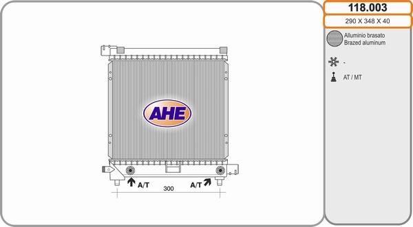 AHE 118.003 - Radiator, engine cooling autospares.lv