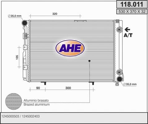 AHE 118.011 - Radiator, engine cooling autospares.lv