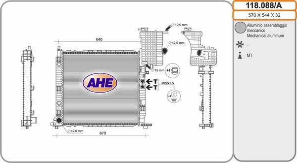 AHE 118.088/A - Radiator, engine cooling autospares.lv