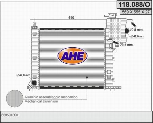 AHE 118.088/O - Radiator, engine cooling autospares.lv