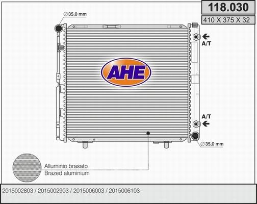 AHE 118.030 - Radiator, engine cooling autospares.lv