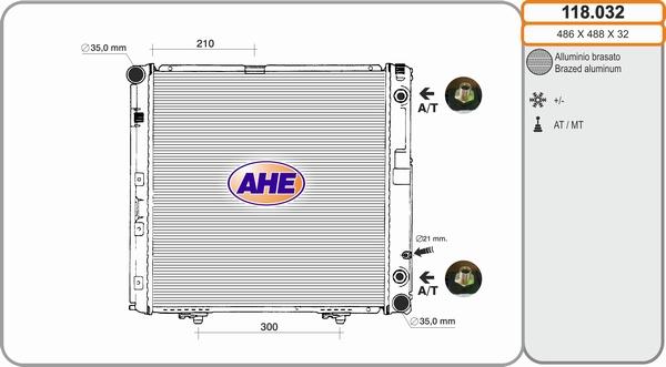 AHE 118.032 - Radiator, engine cooling autospares.lv