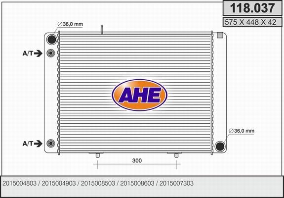 AHE 118.037 - Radiator, engine cooling autospares.lv