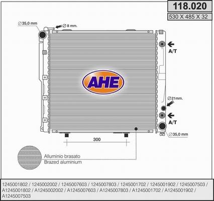 AHE 118.020 - Radiator, engine cooling autospares.lv