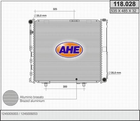 AHE 118.028 - Radiator, engine cooling autospares.lv