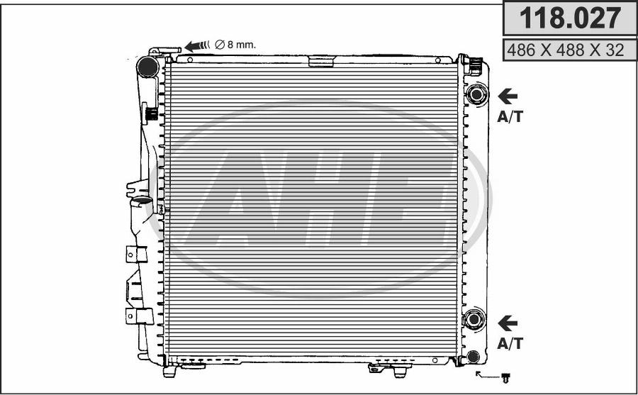 AHE 118.027 - Radiator, engine cooling autospares.lv