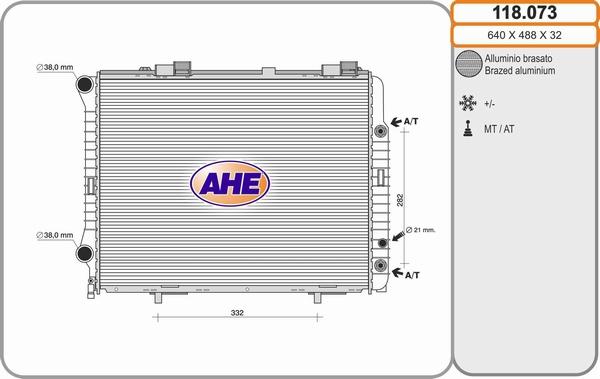 AHE 118.073 - Radiator, engine cooling autospares.lv