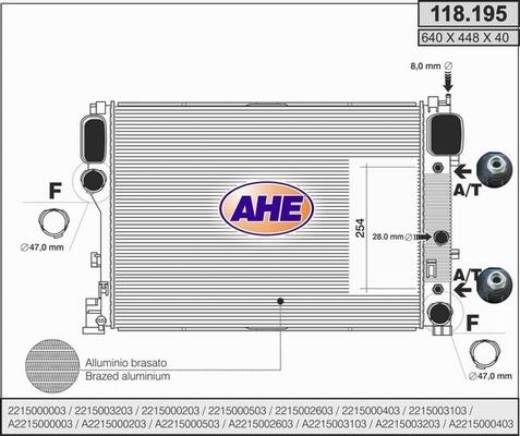 AHE 118.195 - Radiator, engine cooling autospares.lv