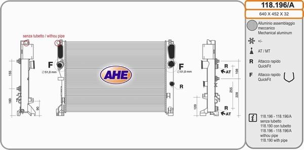 AHE 118.196/A - Radiator, engine cooling autospares.lv