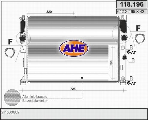 AHE 118.196 - Radiator, engine cooling autospares.lv