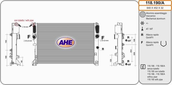 AHE 118.190/A - Radiator, engine cooling autospares.lv