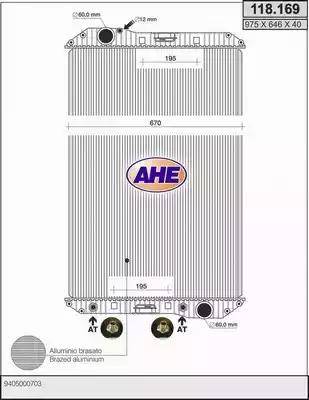 AHE 118.169 - Radiator, engine cooling autospares.lv