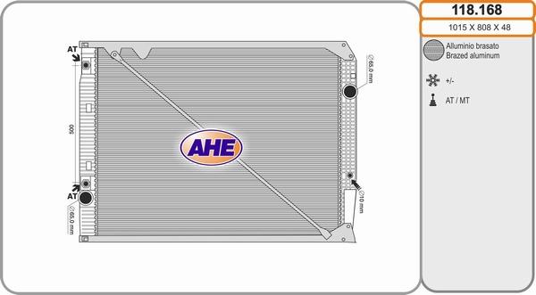 AHE 118.168 - Radiator, engine cooling autospares.lv