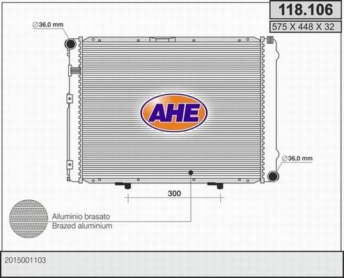 AHE 118.106 - Radiator, engine cooling autospares.lv